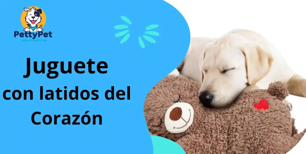 En el Cuidado de las Mascotas. Es esencial, evitar el Estrés.. Cachorro dormido tranquilo sobrejuguete con sonido de latidos del orazón