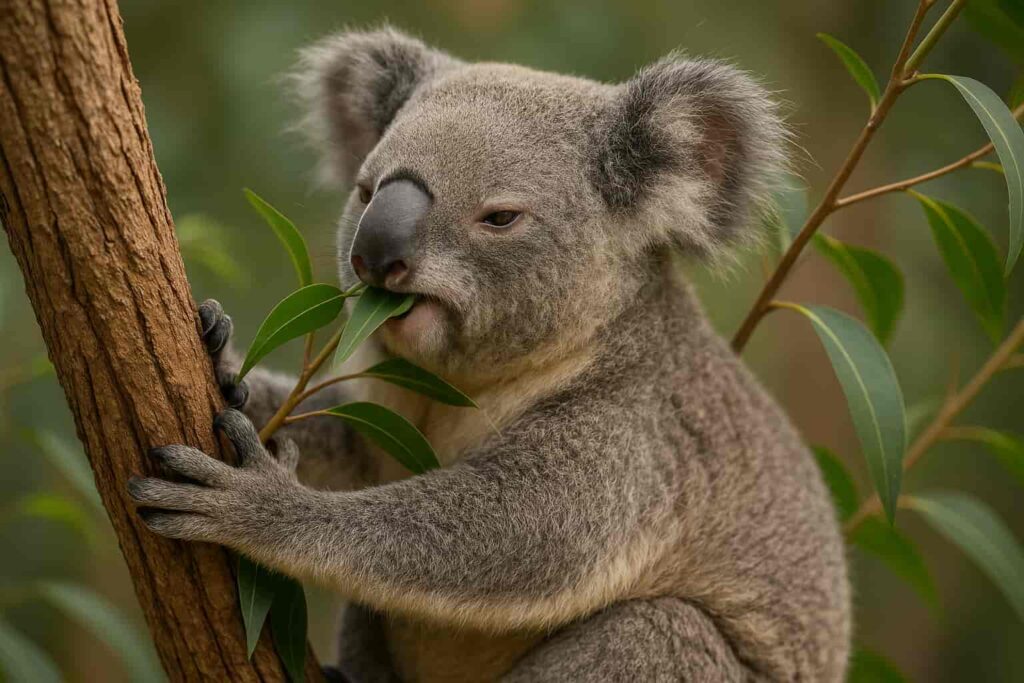 El koala: 8 curiosidades del guardián soñoliento de los eucaliptos australianos : Koala comiendo hojas de eucalipto