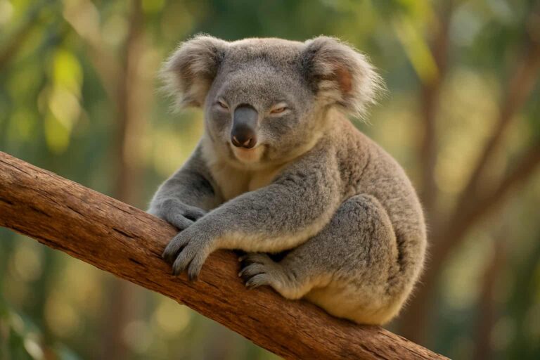 Koala descansando en la rama de un eucalipto