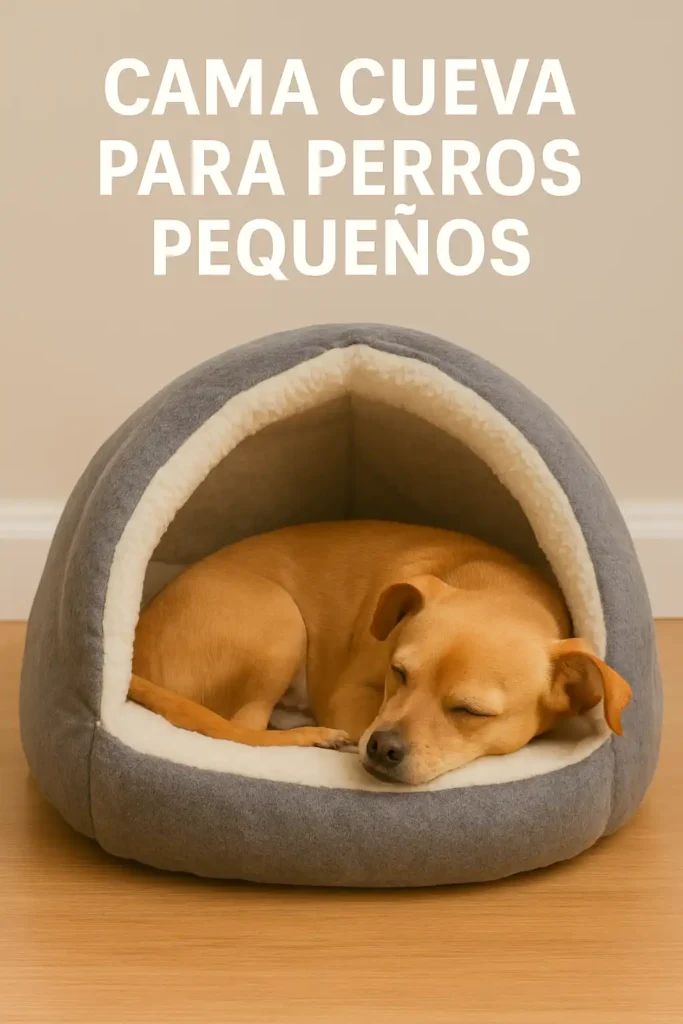 ¿Cuál es la sorprendente mejor cama para perros según su tamaño? 7 claves imprescindibles Perro pequeño descansando en cama cueva acolchada, siendo esta la mejor cama para perros según su tamaño