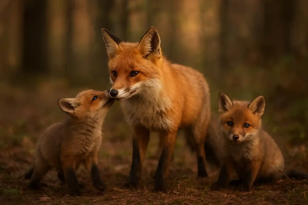 El Zorro Rojo de Europa: 10 Secretos Asombrosos que Te Dejarán Sin Aliento El Zorro rojo europeo cuidando a sus crías en la naturaleza
