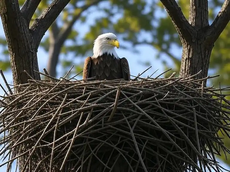 Águila Calva: De la Extinción a la Recuperación - Una Historia de Éxito y Esperanza Nido masivo de Águila Calva en un árbol