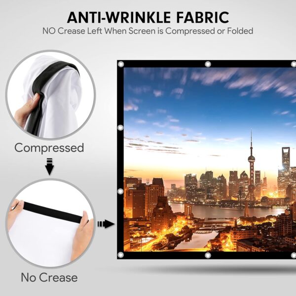 Pantalla proyector 120 pulgadas Osoeri. 16:9 HD antiarrugas plegable portátil lavable – Pantalla de proyección de doble cara para cine en casa y exteriores