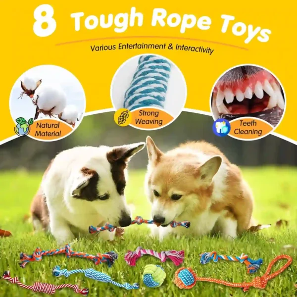 Pack de Juguetes para Cachorros – 25 Unidades- Mordedores, Peluches con Sonido, Pelota de Premios y Cuerdas Resistentes (Perros Pequeños)