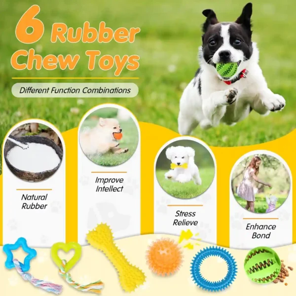 Pack de Juguetes para Cachorros – 25 Unidades- Mordedores, Peluches con Sonido, Pelota de Premios y Cuerdas Resistentes (Perros Pequeños)