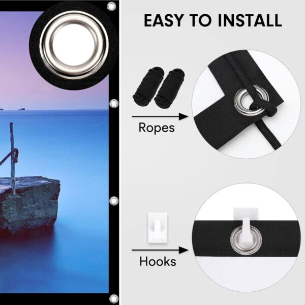 Pantalla proyector 120 pulgadas Osoeri. 16:9 HD antiarrugas plegable portátil lavable – Pantalla de proyección de doble cara para cine en casa y exteriores