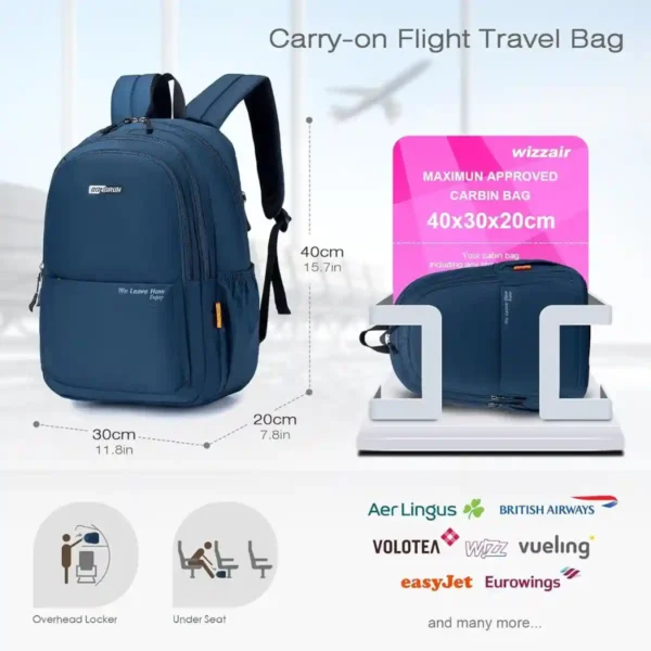 SPAHER Mochila de Viaje Impermeable y Ligera para Hombre y Mujer de  40x30x20 cm – Mochila de Cabina 25L