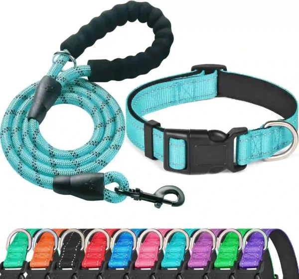 Collar Reflectante para Perros con Correa Incluida – Ajustable, Acolchado y Transpirable
