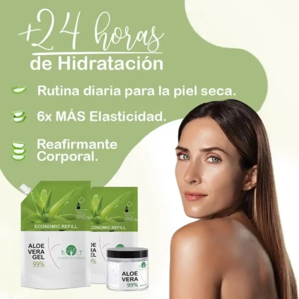 Aloe Vera Gel 100% Natural Orgánico – Hidratante Piel, Cabello y Rostro, After Sun, Antiarrugas y Anti Estrías – 250 ml