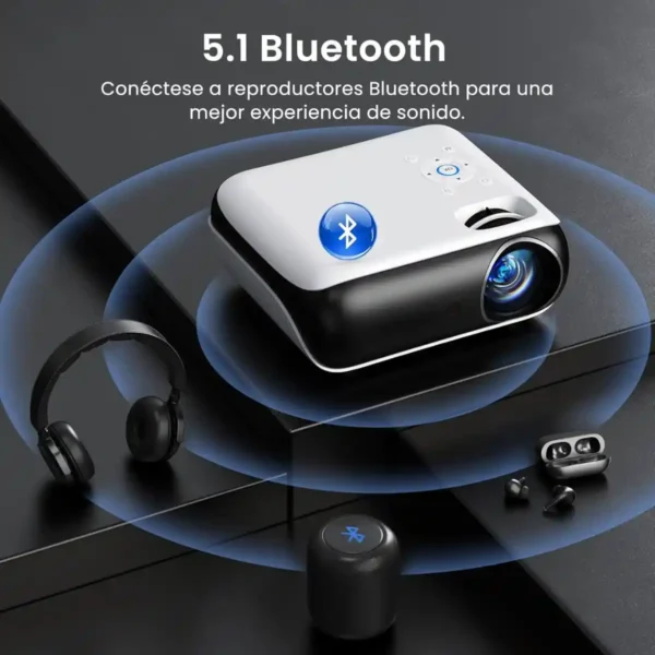 Mini proyector 4K HAPPRUN 2025 – Proyector portátil 1080P nativo con Bluetooth 5.1, compatible con TV Stick, smartphone, laptop, HDMI y USB