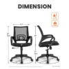 NEO- Silla de Oficina Ergonómica de Malla Azul con Soporte Lumbar y Asiento Acolchado