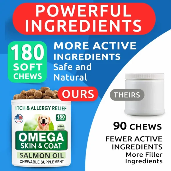 BARK&SPARK Omega 3 para Perros – 180 Golosinas de Aceite de Pescado | Salud de Piel, Pelaje y Articulaciones