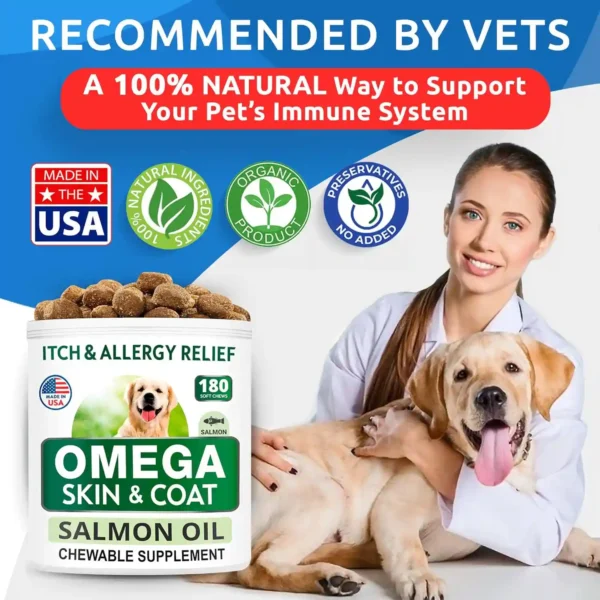 BARK&SPARK Omega 3 para Perros – 180 Golosinas de Aceite de Pescado | Salud de Piel, Pelaje y Articulaciones