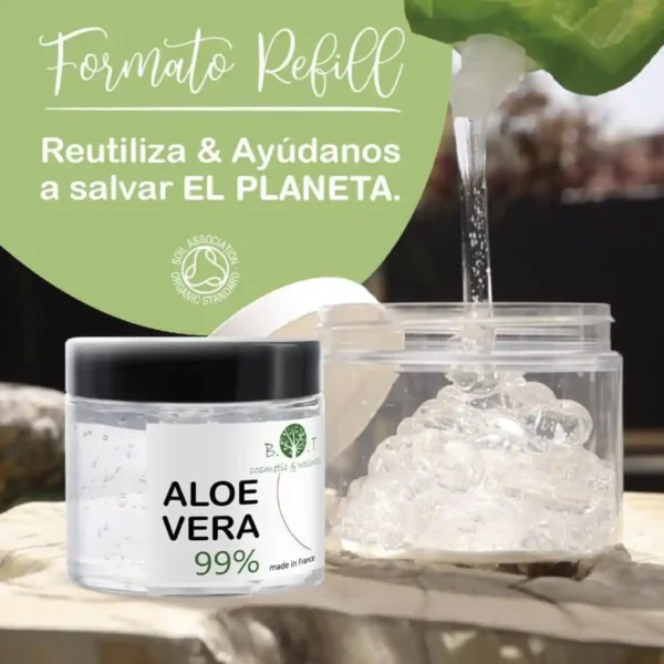 Aloe Vera Gel 100% Natural Orgánico – Hidratante Piel, Cabello y Rostro, After Sun, Antiarrugas y Anti Estrías – 250 ml