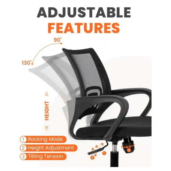 NEO- Silla de Oficina Ergonómica de Malla Azul con Soporte Lumbar y Asiento Acolchado