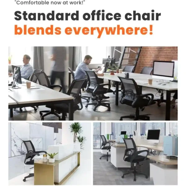 NEO- Silla de Oficina Ergonómica de Malla Azul con Soporte Lumbar y Asiento Acolchado