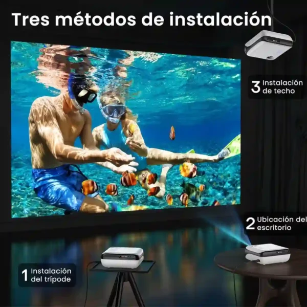 Mini proyector 4K HAPPRUN 2025 – Proyector portátil 1080P nativo con Bluetooth 5.1, compatible con TV Stick, smartphone, laptop, HDMI y USB
