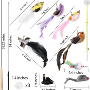 Soarer Juguete Interactivo para Gatos 3 en 1– Set de 7 Piezas Interactivas con Varita, Ventosa Mejorada y Juguetes de Repuesto