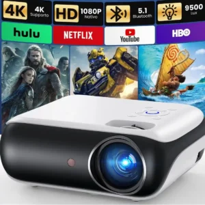 Mini proyector 4K HAPPRUN 2025 – Proyector portátil 1080P nativo con Bluetooth 5.1, compatible con TV Stick, smartphone, laptop, HDMI y USB