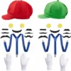 Disfraz Super Bros para Adultos con Accesorios – Sombrero, Bigote, Guantes y Tirantes para Cosplay o Fiestas