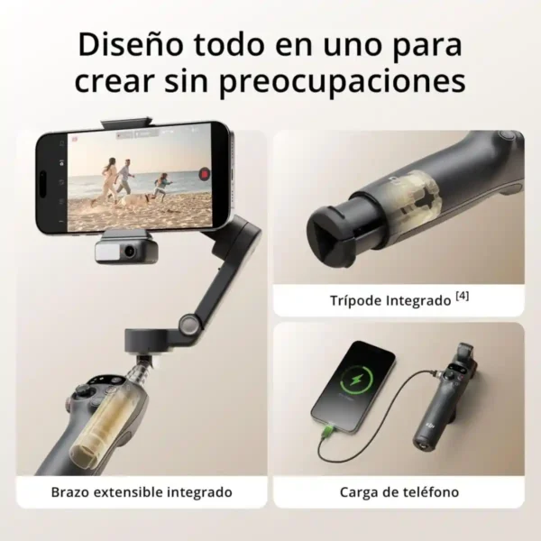 Estabilizador DJI Osmo Mobile 7P para iPhone-Android con Seguimiento Inteligente y Trípode Integrado
