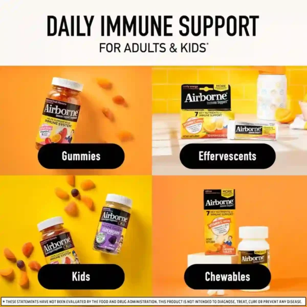 Comprimidos Efervescentes Airborne Sabor Naranja – Refuerzo Inmunológico con Vitamina C y Antioxidantes