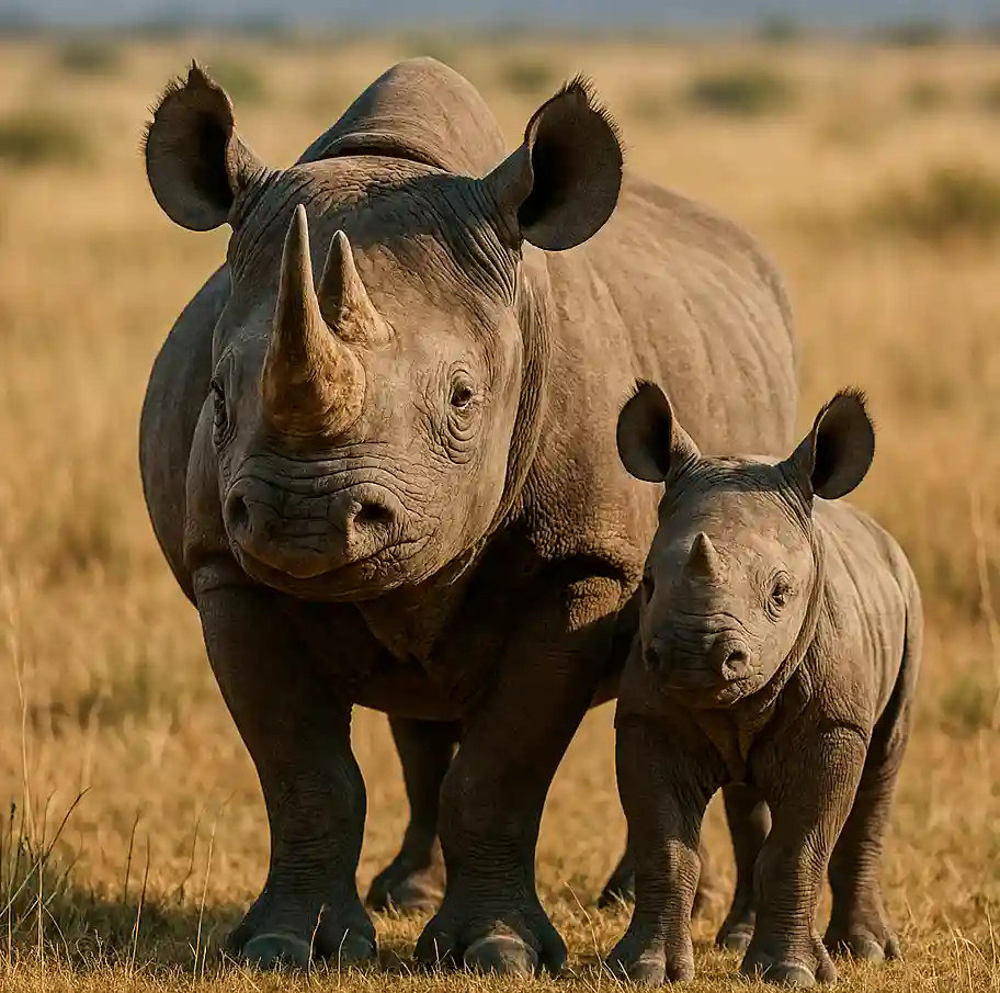 Rinoceronte Blanco o Negro: Descubre sus 10 Secretos Increíbles Rinoceronte negro madre e hijo
