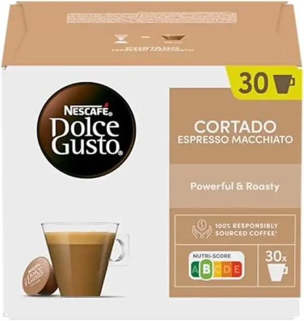 Cápsulas de Café NESCAFÉ Dolce Gusto Cortado: 90 Cápsulas de Café Intenso con Notas a Almendra Tostada